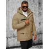 Męska brązowa kurtka z kapturem Winter JS/31M5018