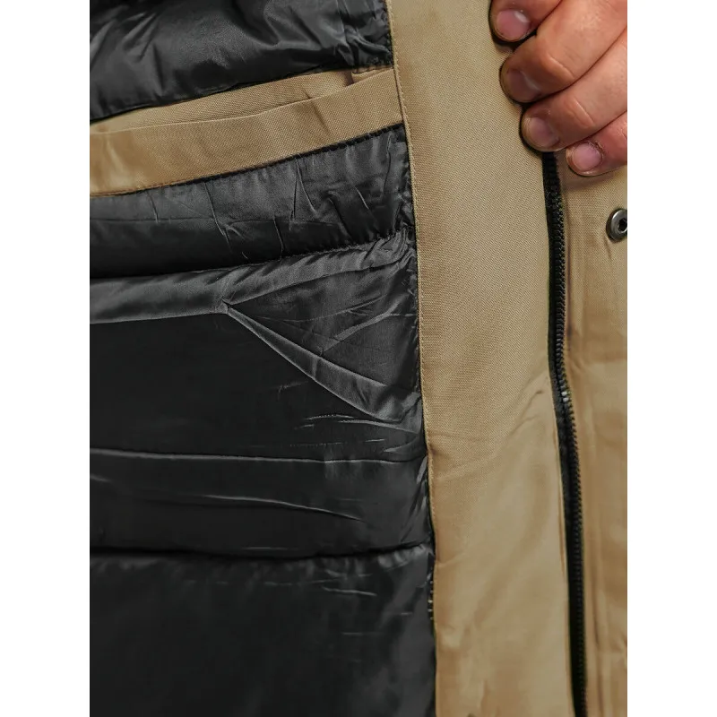 Męska brązowa kurtka z kapturem Winter JS/31M5018