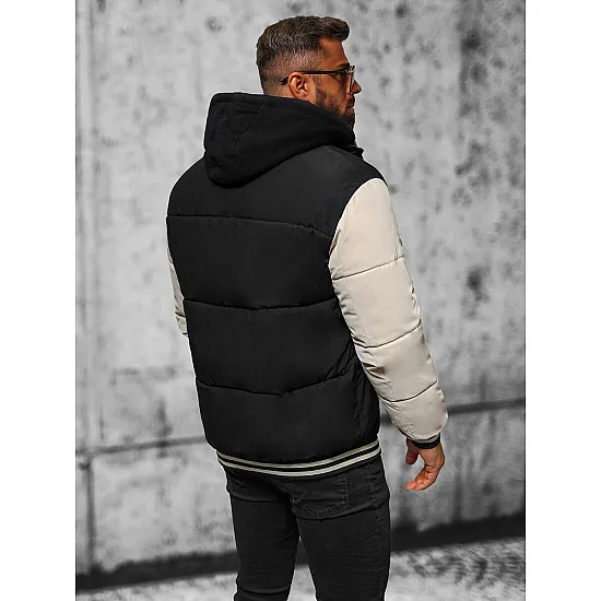 Miesten musta takki ruskeilla hihoilla Ecru JS/31M5002