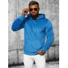 MEN'S BLUE VELOUR HOODED JUMPER JS/8B1170/3