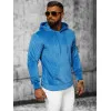 MEN'S BLUE VELOUR HOODED JUMPER JS/8B1170/3