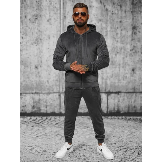 Pilkas vyriškas veliūrinis komplektas Style JS/8C1538 Premium