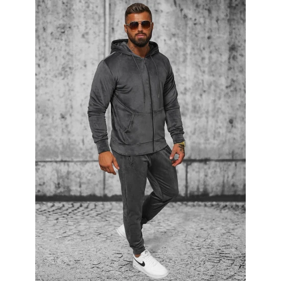 Pilkas vyriškas veliūrinis komplektas Style JS/8C1538 Premium