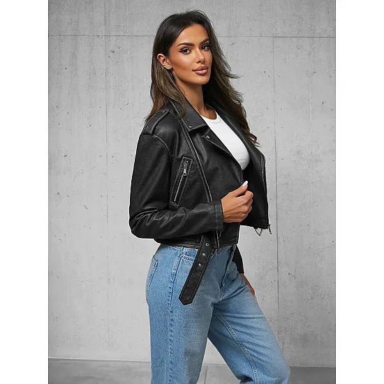 Women's black eco leather jacket Jazz JS/11Z8125