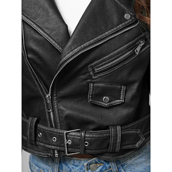 Women's black eco leather jacket Jazz JS/11Z8125