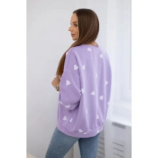 Moteriškas violetinis džemperis su širdelėmis Heart 27752