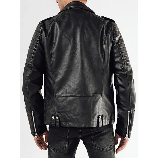 Men's black eco leather jacket Imen TX4682