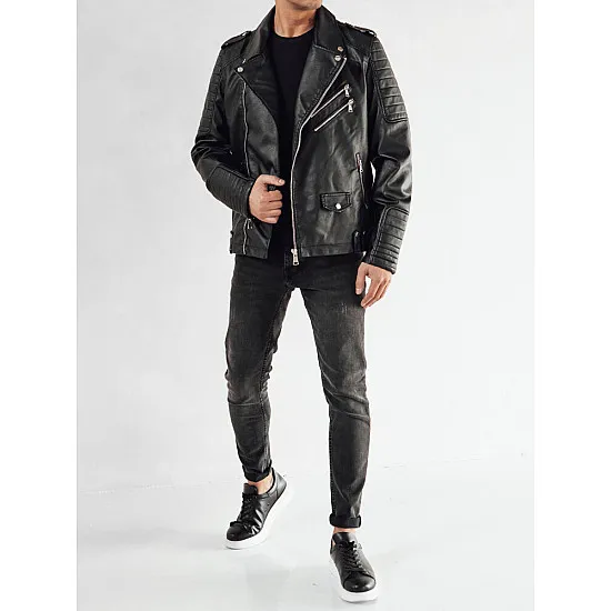 Men's black eco leather jacket Imen TX4682