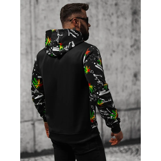 Vyriškas juodas džemperis su įvairiaspalve spauda Kanna O/B267