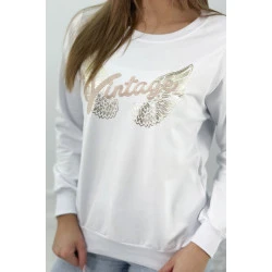 Moteriškas baltas džemperis Vintage 