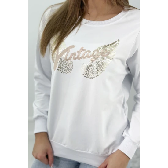 Moteriškas baltas džemperis Vintage 27432