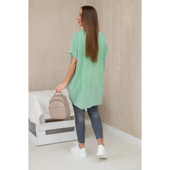 Moteriški tamsios mėtinės spalvos marškinėliai Jumpy 27934