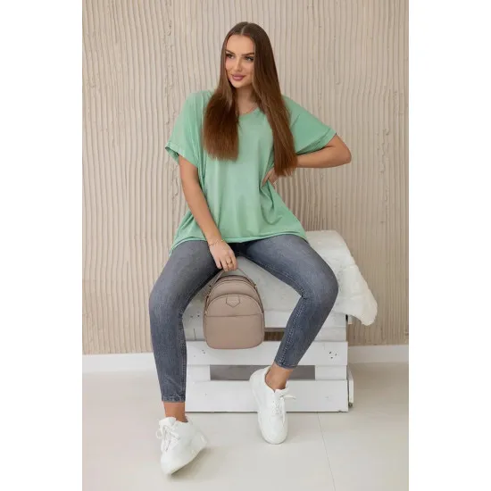 Moteriški tamsios mėtinės spalvos marškinėliai Jumpy 27934