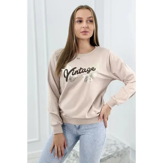 Moteriškas smėlinis džemperis Vintage 27434