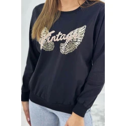 Moteriškas juodas džemperis Vintage 