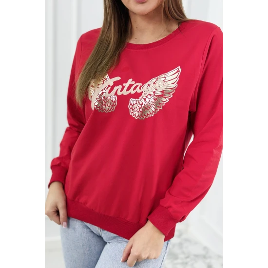 Moteriškas raudonas džemperis Vintage 27433