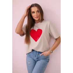 Moteriški smėlinės spalvos marškinėliai Madame