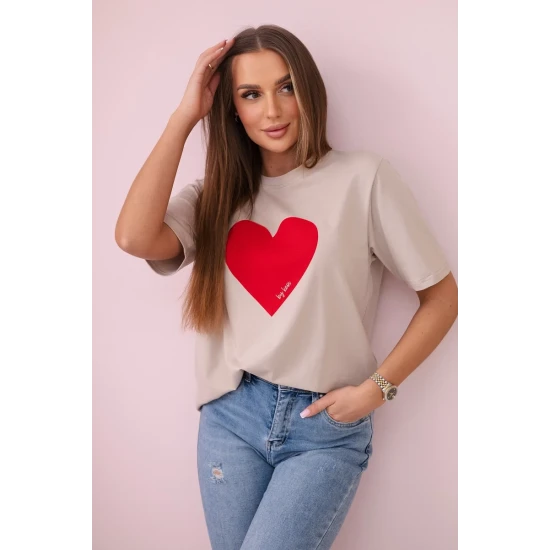 Moteriški smėlinės spalvos marškinėliai Madame 28447