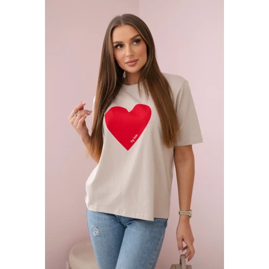 Moteriški smėlinės spalvos marškinėliai Madame 28447