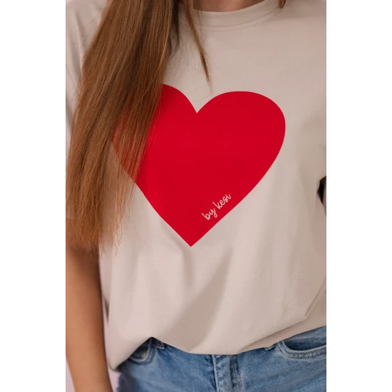 Moteriški smėlinės spalvos marškinėliai Madame 28447