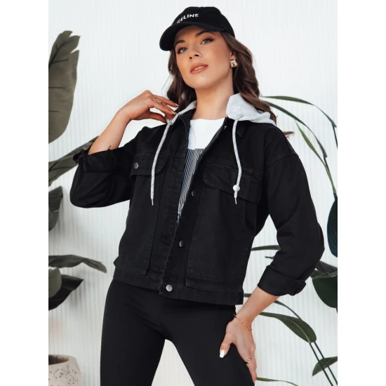 Moteriškas džinsinis juodas švarkas Alfa TY4316