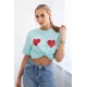 Moteriški šviesios mėtinės spalvos marškinėliai TwoHearts 28869