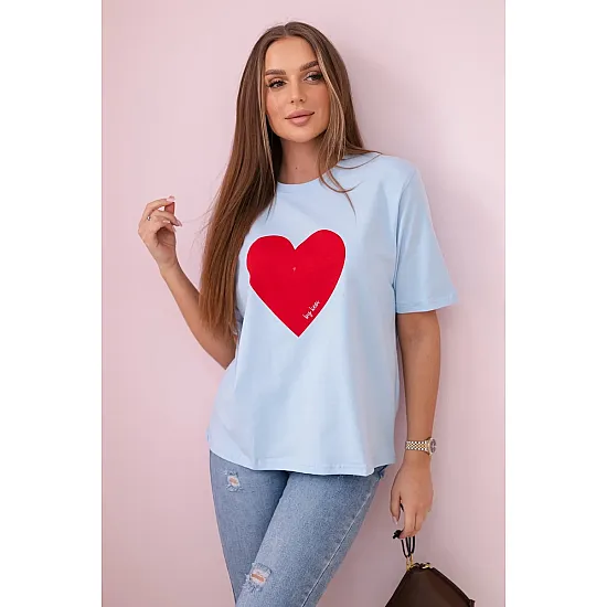 Moteriški šviesiai mėlyni marškinėliai Madame 28445