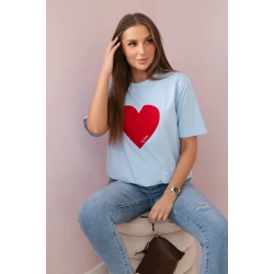 Moteriški šviesiai mėlyni marškinėliai Madame