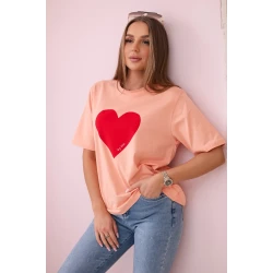 Moteriški persikinės spalvos marškinėliai Madame