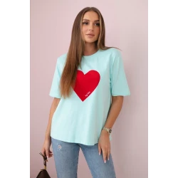 Moteriški mėtinės spalvos marškinėliai Madame