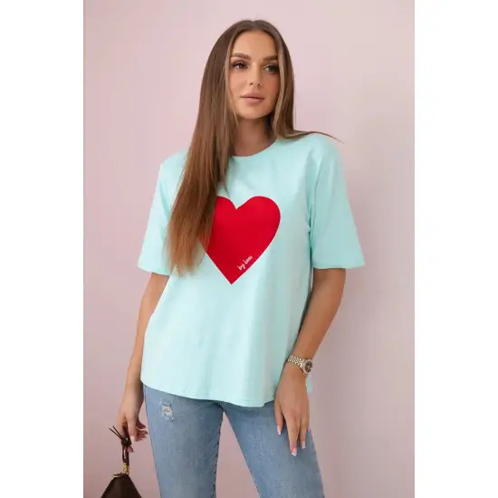 Moteriški mėtinės spalvos marškinėliai Madame 28449