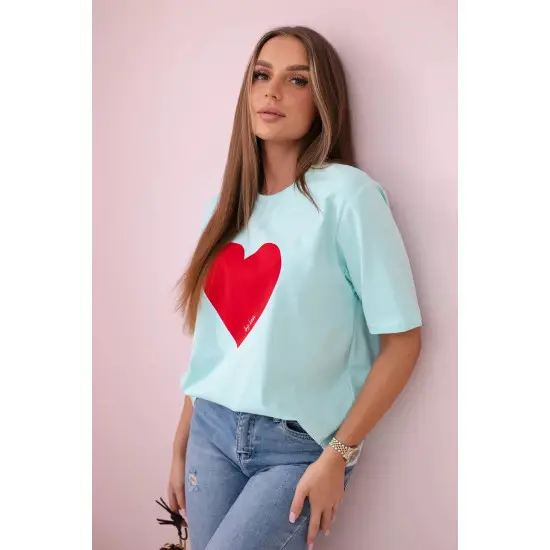 Moteriški mėtinės spalvos marškinėliai Madame 28449