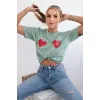 Women's dark mint T-shirt TwoHearts 28868