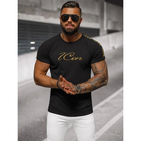 Vyriški juodi marškinėliai Icone O/T7579