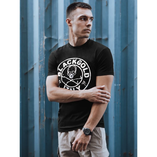 Juodi vyriški marškinėliai su spauda Blackgold RX5584