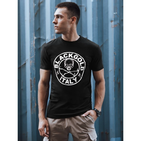 Juodi vyriški marškinėliai su spauda Blackgold RX5584