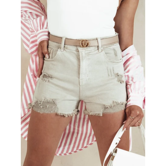 Moteriški smėlo spalvos džinsiniai šortai Popglam SY0399