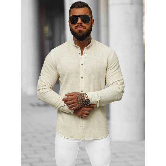Vyriški smėlinės spalvos marškiniai Litor O/V117