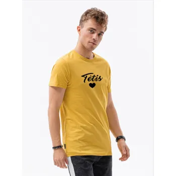 Meeste kollane T-särk Dad (must)
