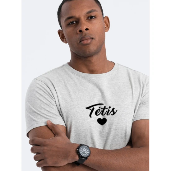 Vyriški šviesiai pilki marškinėliai Tėtis (juodas) PK1468