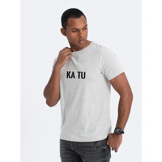 Vyriški šviesiai pilki marškinėliai KĄ TU PK7130