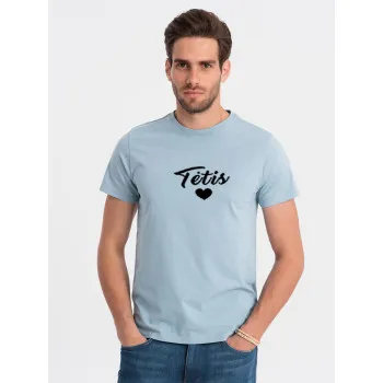 Meeste helesinised T-särgid „Tėtis“ (must)