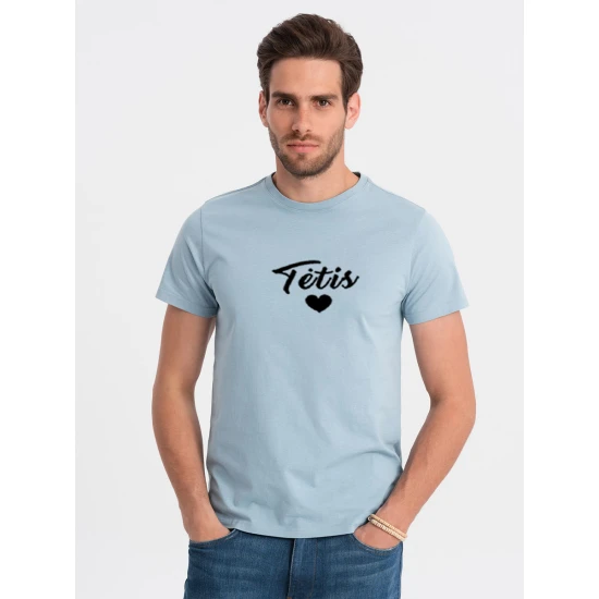 Vyriški šviesiai mėlyni marškinėliai Tėtis (juodas) PK1468