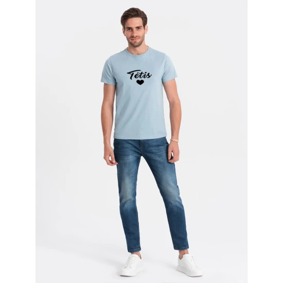 Vyriški šviesiai mėlyni marškinėliai Tėtis (juodas) PK1468