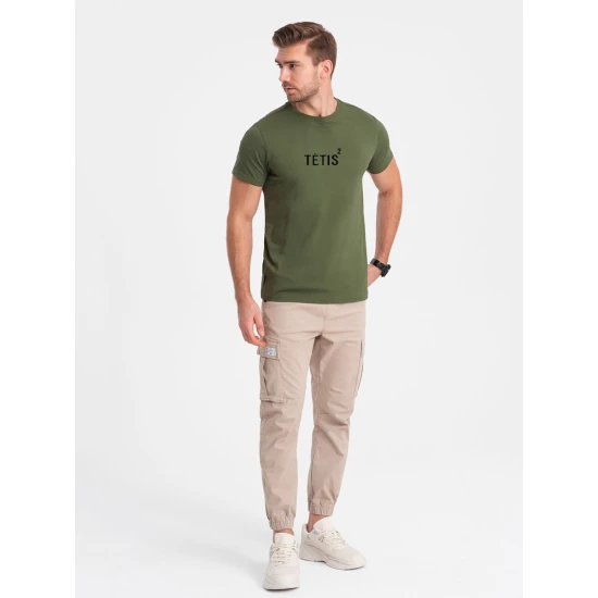 Vyriški chaki marškinėliai Tėtis Kvadratu (juodas) PK1684