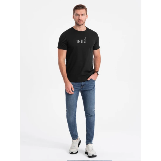 Vyriški juodi marškinėliai Tėtis Kvadratu (baltas) PK1684