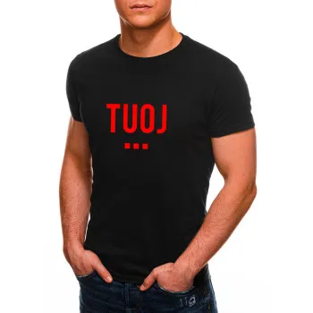 Мужские чёрные футболки TUOJ (красный)