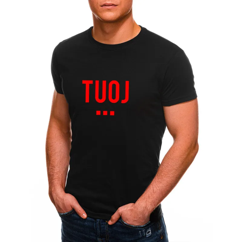 Vyriški juodi marškinėliai TUOJ (raudonas) JS/712005