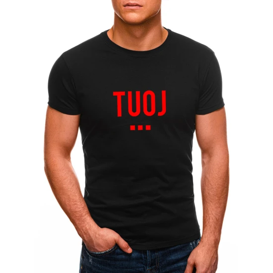Vyriški juodi marškinėliai TUOJ (raudonas) JS/712005