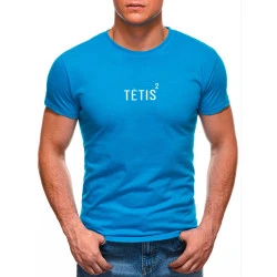 Vyriški ryškiai mėlyni marškinėliai Tėtis Kvadratu (baltas)